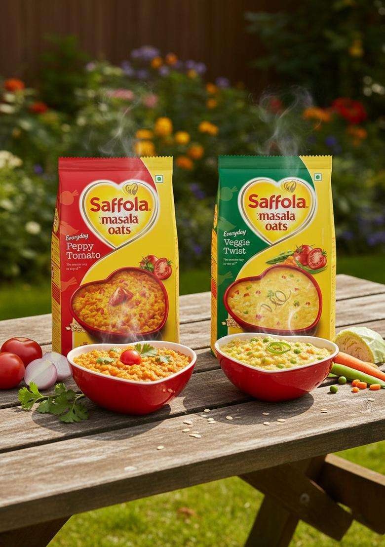 Saffola Masala Oats Tasty Evening Snack Peppy Tomato 500G Veggie Twist - Indya