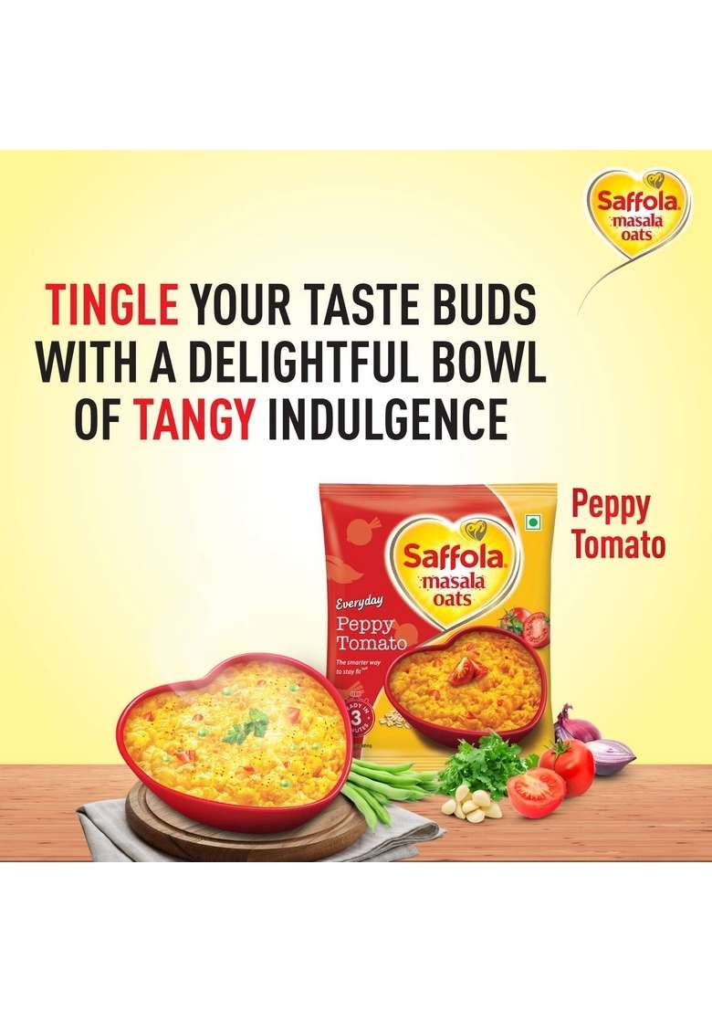 Saffola Masala Oats Tasty Evening Snack Peppy Tomato 500G Veggie Twist - Indya