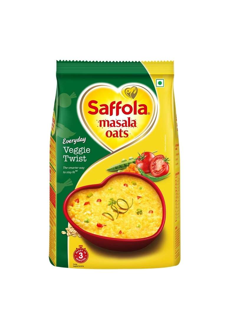 Saffola Masala Oats Tasty Evening Snack Peppy Tomato 500G Veggie Twist - Indya