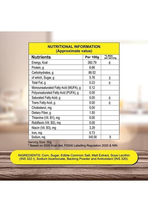 8Am Corn Flakes Family Pack 1Kg, 92% Corn, 99% Fat Free, No Cholesterol, Trans Fat, Vitamin B3 & Iron, Crunchy & Nutritious Whole Grain Breakfast Cereal