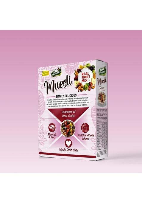Go Healthy Muesli Real Fruit Mix 400G | High-Fiber Breakfast Cereal With Real Dried Fruits | Nutritious & Wholesome