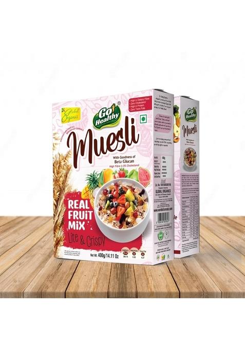 Go Healthy Muesli Real Fruit Mix 400G | High-Fiber Breakfast Cereal With Real Dried Fruits | Nutritious & Wholesome