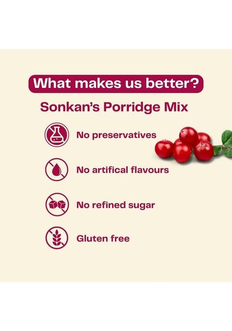 Sonkan – Porridge Mix Multi-Millets, Nuts & Berries | No Sugar, No Milk Powder | 100% Natural Multigrain Breakfast | Vegan & Gluten-Free | High Fiber & Plant Protein 250G