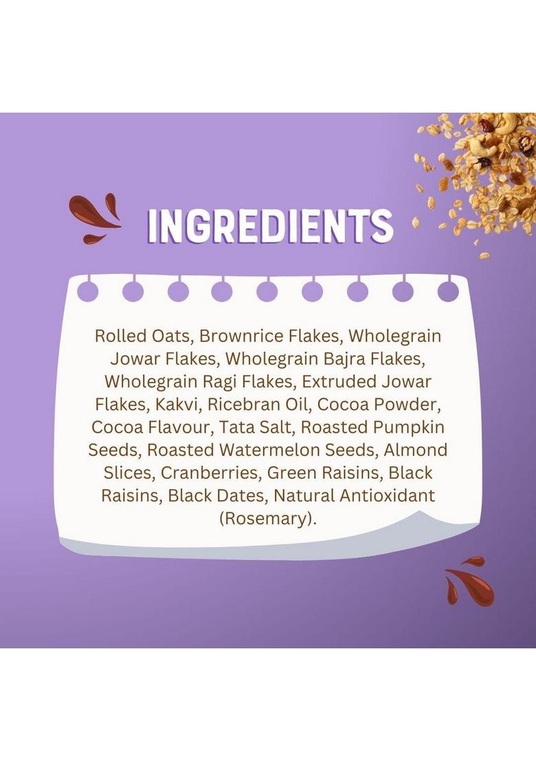 Millet Bank Chocolate Millet Muesli 350 Gms | Limitless Energy Breakfast | No Added Sugar | Made With Multimillets | No Added Preservatives & Colours