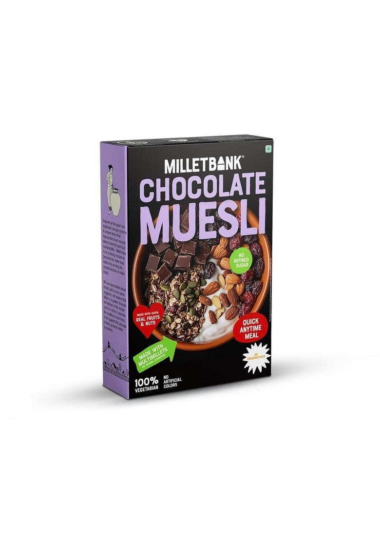 Millet Bank Chocolate Millet Muesli 350 Gms | Limitless Energy Breakfast | No Added Sugar | Made With Multimillets | No Added Preservatives & Colours