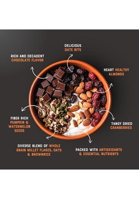 Millet Bank Chocolate Millet Muesli 350 Gms | Limitless Energy Breakfast | No Added Sugar | Made With Multimillets | No Added Preservatives & Colours