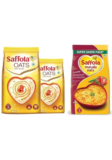 Saffola Oats, 1 Kg With Free Saffola Oats 400 Gm + Saffola Masala Oats Masala And Coriander, 500G