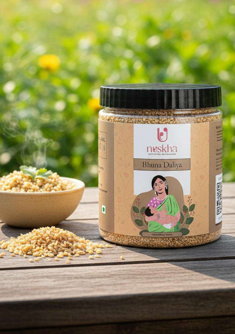 Nuskha Kitchen Bhuna Daliya | Roasted Daliya | Pregnancy Food | Wheat Dalia | Nutrition For New Mothers | Healthy Digestion | 500Gm - Indya