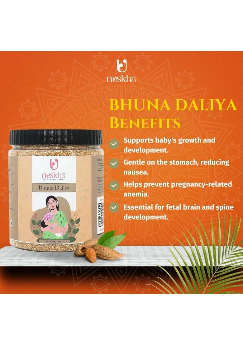 Nuskha Kitchen Bhuna Daliya | Roasted Daliya | Pregnancy Food | Wheat Dalia | Nutrition For New Mothers | Healthy Digestion | 500Gm - Indya