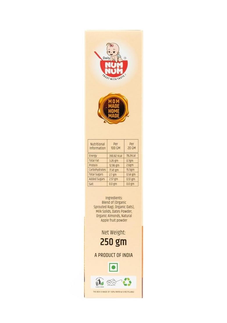 Instant Ragi Apple Almonds | No Salt, No Sugar Whole Grains Cereals | Healthy Baby Food With Milk | 250 Gms