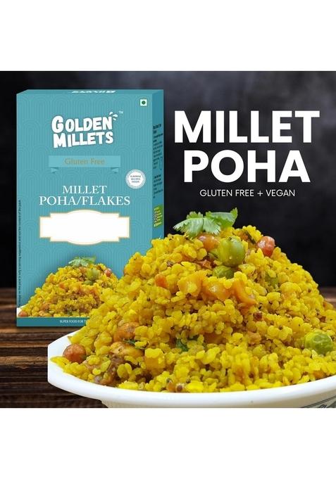 Golden Millet Poha Combo Gluten Free | Diabetic Friendly | No Preservative | Jowar Flakes | Bajra Flakes | Ragi Millet Flakes | (250G X 3)