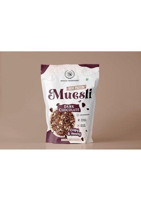 Muscle Transform High-Protein Muesli Breakfast Cereal With Fibre – Perfect For Breakfast, Baking, And Smoothies | Power Breakfast | Ready To Eat (900 Grams, Muesli Dark Chocolate)
