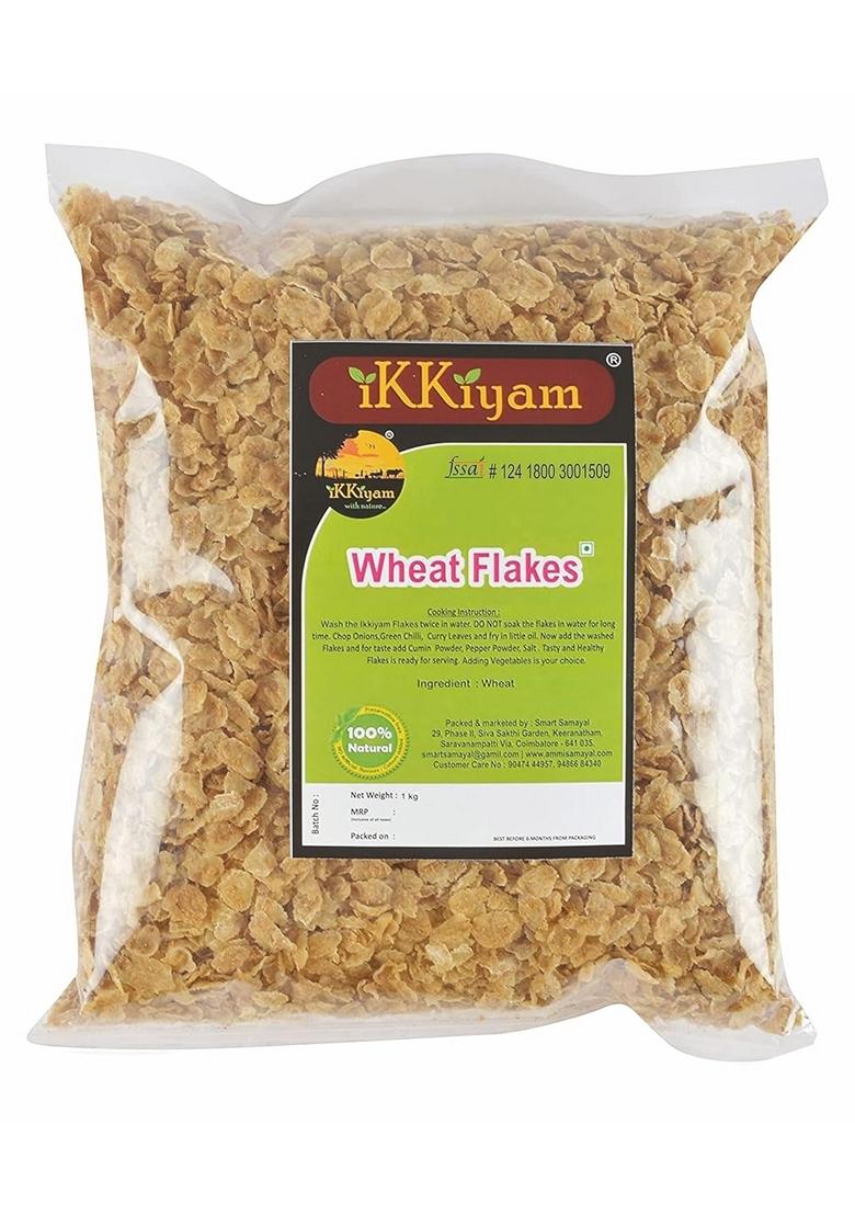 Ikkiyam Wheat Flakes (Poha) | Whole Grain Cereal Flakes | Rich In Dietary Fiber | Premium Breakfast Option | Homemade-Style Poha | Pack Of 1 | 1Kg