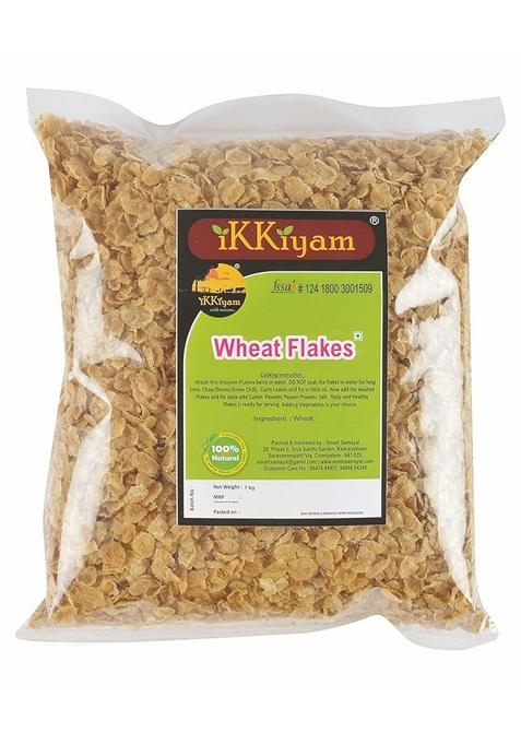 Ikkiyam Wheat Flakes (Poha) | Whole Grain Cereal Flakes | Rich In Dietary Fiber | Premium Breakfast Option | Homemade-Style Poha | Pack Of 1 | 1Kg