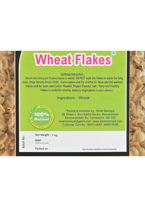Ikkiyam Wheat Flakes (Poha) | Whole Grain Cereal Flakes | Rich In Dietary Fiber | Premium Breakfast Option | Homemade-Style Poha | Pack Of 1 | 1Kg