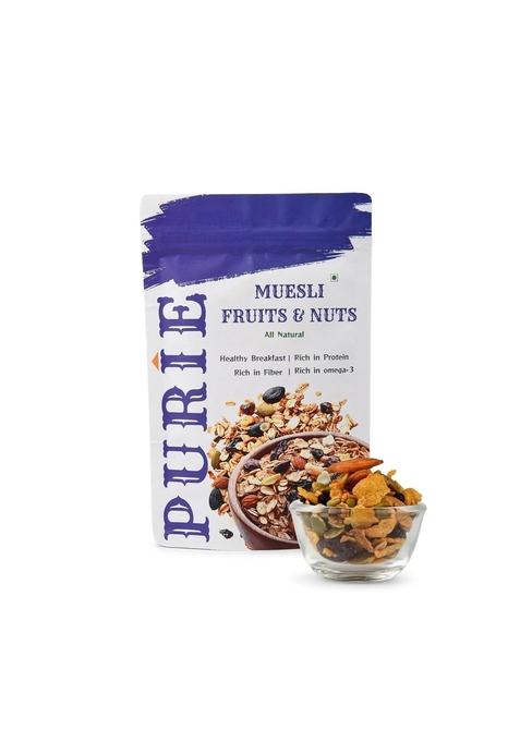 Purie Muesli 200G | High Protein & Fibre | Wholegrain Healthy Breakfast Cereal | No Added Sugar & Preservatives | Non-Gmo | Quick & Natural Breakfast Option (Pack Of 1)