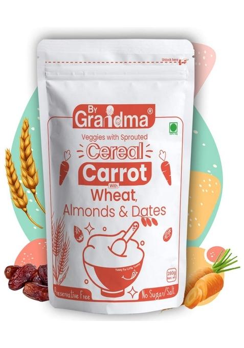 Bygrandma Veggies & Nuts With Sprouted Cereal – Sprouted Wheat, Carrot With Almonds And Dates Healthy Food For Kids | Preservative Free Instant Health Drink Mix For Little Ones | 280G