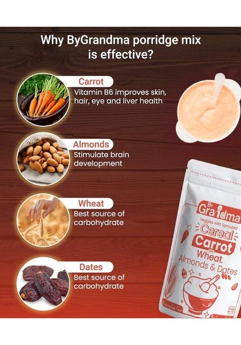 Bygrandma Veggies & Nuts With Sprouted Cereal – Sprouted Wheat, Carrot With Almonds And Dates Healthy Food For Kids | Preservative Free Instant Health Drink Mix For Little Ones | 280G