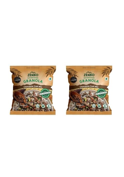 Zenko Ancient Grain Chocolate Trail Mix Granola | Plant Based, Gluten Free, With Nuts And Seeds | 50G | Pack Of 2