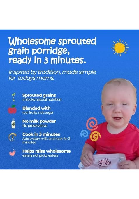 Happa Ragi + Almonds + Dates, Ragi + Mango + Banana And Multigrain Cereal For Babies | Only Natural Ingredients | No Sugar, Oil, Milk Powder, Flavours Or Colours | Traditional Porridge Recipe | Cooks In 3 Minutes | Stage 2 (6 Months+) | Pack Of 3 (50G Eac