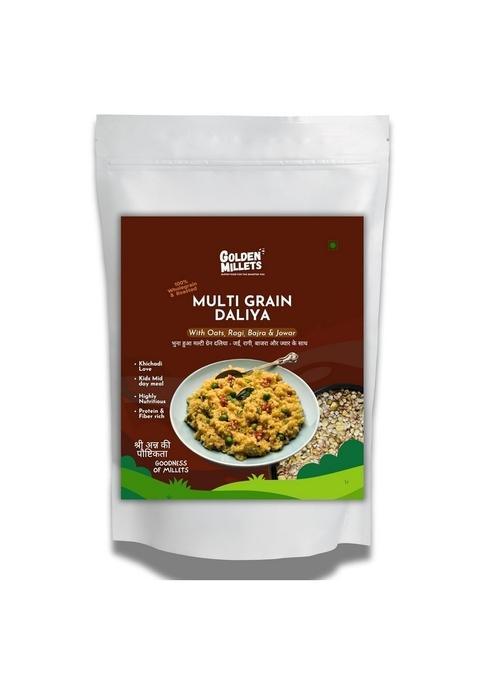 Golden Millets Natural Multigrain Daliya With Jau, Ragi, Jowar, Khapli Wheat & Chana Dal | Gluten Free High Fibre Diet For Healthy Breakfast & Light Meals | Perfect For Porridge & Khichdi