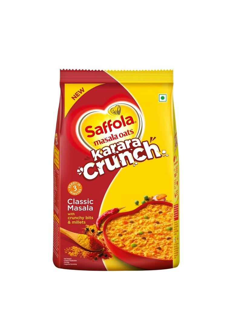 Saffola Masala Oats Karara Crunch, Tasty Evening Snack, Classic Masala With Crunchy Bits And Millets, 500G & Saffola Masala Oats | Tasty Evening Snack| Healthy Snack| Peppy Tomato| 500G