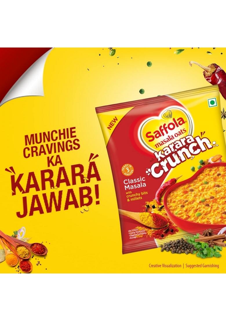 Saffola Masala Oats Karara Crunch, Tasty Evening Snack, Classic Masala With Crunchy Bits And Millets, 500G & Saffola Masala Oats | Tasty Evening Snack| Healthy Snack| Peppy Tomato| 500G