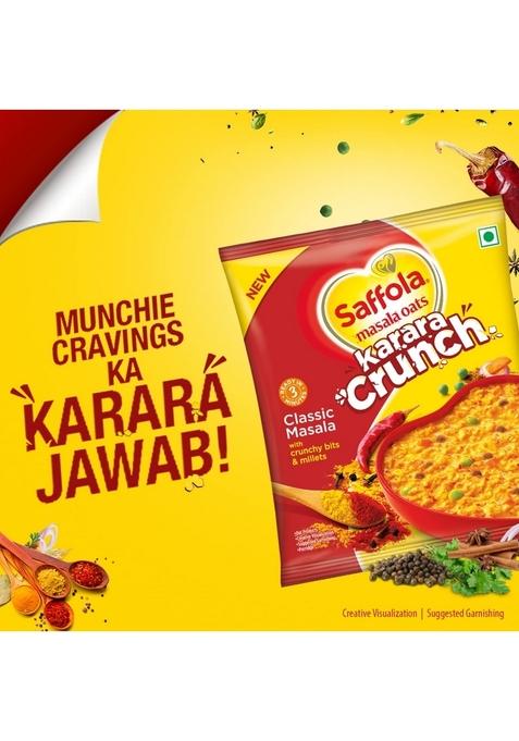 Saffola Masala Oats Karara Crunch, Tasty Evening Snack, Classic Masala With Crunchy Bits And Millets, 500G & Saffola Masala Oats | Tasty Evening Snack| Healthy Snack| Peppy Tomato| 500G