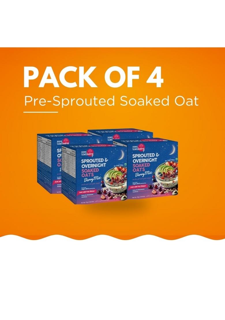 Overnight Sprouted Oats + Soaked Milk Combo Each (Pack Of 4) | High Protein, Gut-Friendly Breakfast | Ready-To-Eat Meal With Prebiotics | Healthy Overnight Oats For Everyone