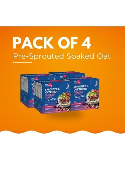 Overnight Sprouted Oats + Soaked Milk Combo Each (Pack Of 4) | High Protein, Gut-Friendly Breakfast | Ready-To-Eat Meal With Prebiotics | Healthy Overnight Oats For Everyone