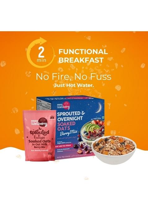 Overnight Sprouted Oats + Soaked Milk Combo Each (Pack Of 4) | High Protein, Gut-Friendly Breakfast | Ready-To-Eat Meal With Prebiotics | Healthy Overnight Oats For Everyone