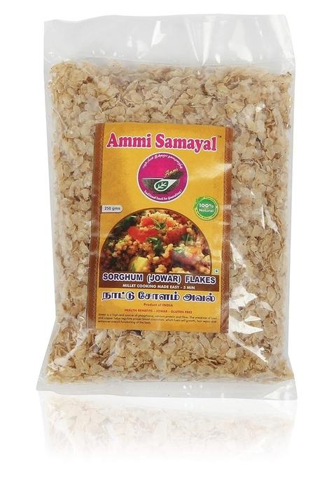 Ammi Samayal Jowar Flakes | Sorghum Poha | Fiber-Rich Cholum Avul | Whole Grain Millet Flakes For Breakfast | Premium & Organic Snacks For Good Health | Gluten-Free Poha | Healthy Meal | Pack Of 1 | 250G