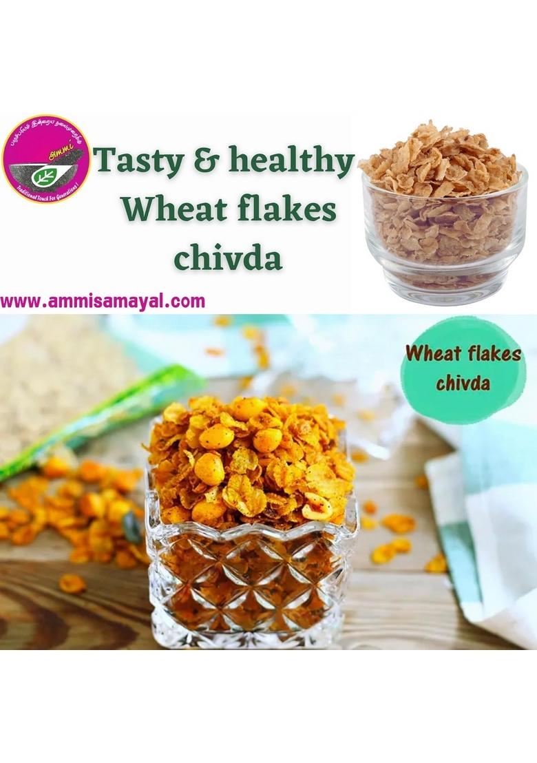 Ammi Samayal Wheat Flakes 250G | Whole Grain Crunchie Corn Flakes | Fiber-Rich Triticum Poha & Millet Flakes | Premium Organic, Gluten-Free Breakfast Snacks For Healthy Living