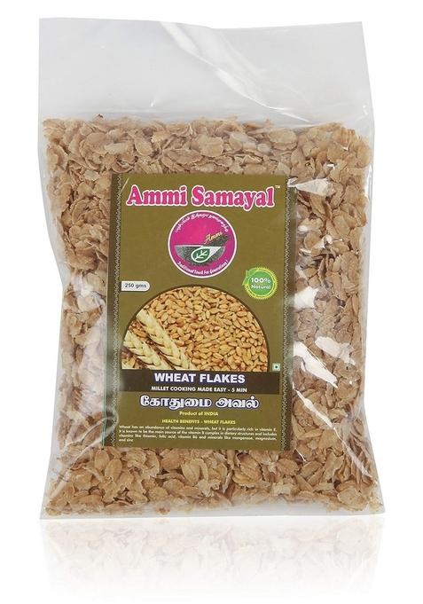 Ammi Samayal Wheat Flakes 250G | Whole Grain Crunchie Corn Flakes | Fiber-Rich Triticum Poha & Millet Flakes | Premium Organic, Gluten-Free Breakfast Snacks For Healthy Living