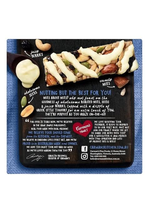 Carman'S Roasted Nut Bars- 160Gms | Greek Style Yoghurt, Blueberry & Cashew | Nuts & Seeds | Greek Style Yoghurt | Source Of Fibre | On-The-Go Snack | Daily Energy Bars | Gluten-Free | Vegan