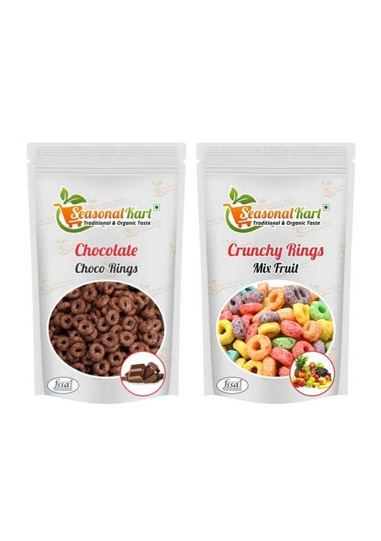Seasonalkart Combo Pack Of Breakfast Cereal, Choco Rings & Fruit Rings, Multigrain 180 Gm Each Total 360 Grams High Fibre And Multigrain| Healthy Breakfast Cereal