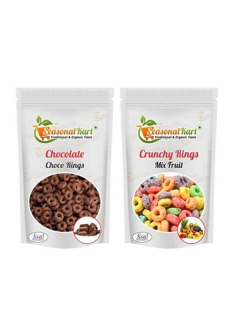 Seasonalkart Combo Pack Of Breakfast Cereal, Choco Rings & Fruit Rings, Multigrain 180 Gm Each Total 360 Grams High Fibre And Multigrain| Healthy Breakfast Cereal