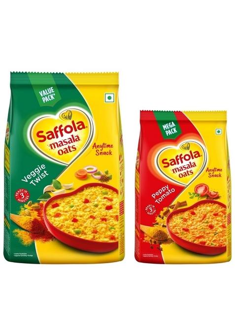 Saffola Masala Oats Veggie Twist, 1Kg And Peppy Tomato 500 Gm