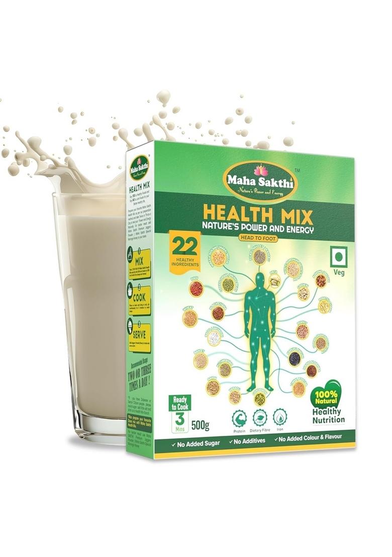 Maha Sakthi Health Mix Powder For Kids Adults 500G| Sugar Free Protein & Fiber Multigrain Nutrition Drinks| All Natural Millet-Based Growth & Boost Immunity Milk Drink, No Preservatives (Pack Of 1)