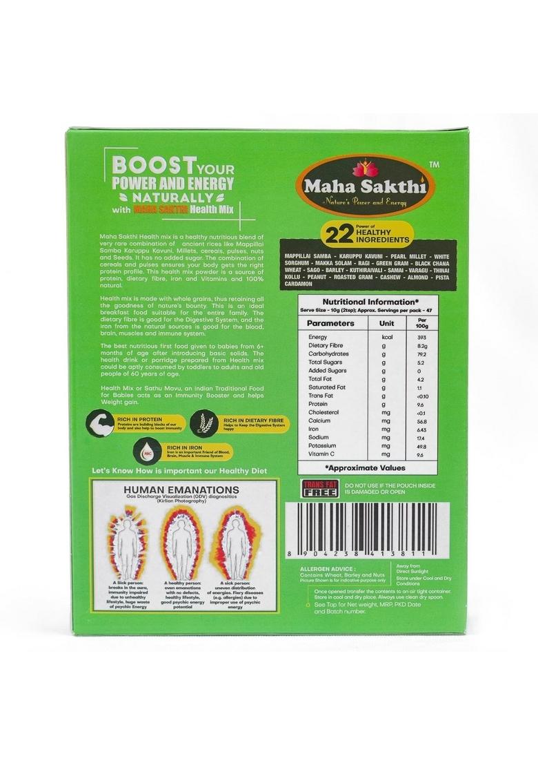 Maha Sakthi Health Mix Powder For Kids Adults 500G| Sugar Free Protein & Fiber Multigrain Nutrition Drinks| All Natural Millet-Based Growth & Boost Immunity Milk Drink, No Preservatives (Pack Of 1)