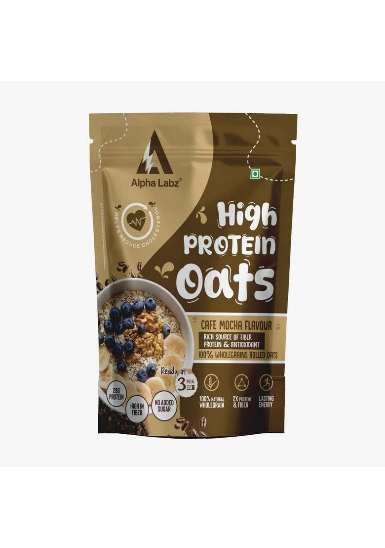 High Protein Oats Café Mocha Flavour | 28G Protein | 100% Wholegrain Rolled Oats | No Added Sugar | High Fiber & Antioxidant | Ready In 3 Mins | Energy Breakfast Cereal For Fitness & Weight Management