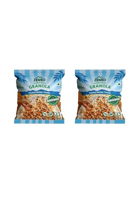 Zenko Ancient Grain Granola | Peanut Butter Power | With Almonds, Popped Sorghum, Popped Millets | High Protein, Gluten Free, Plant Based | 50G | Pack Of 2