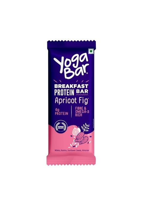 Yogabar Apricot Fig Breakfast Protein Bar With Oats, Millets, Quinoa & Almond | 8 G Protein & 10 G Whole Grains 50Gm