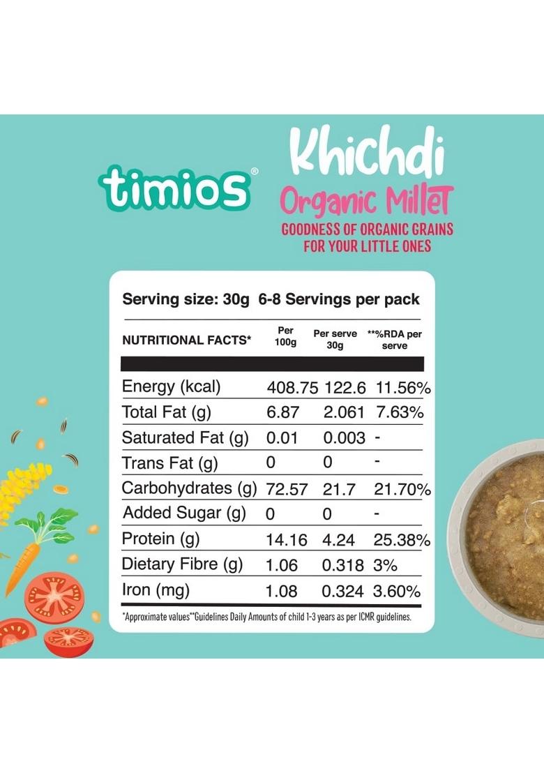 Timios Organic Millet Khichdi Porridge| Healthy And Nutritious| 200G
