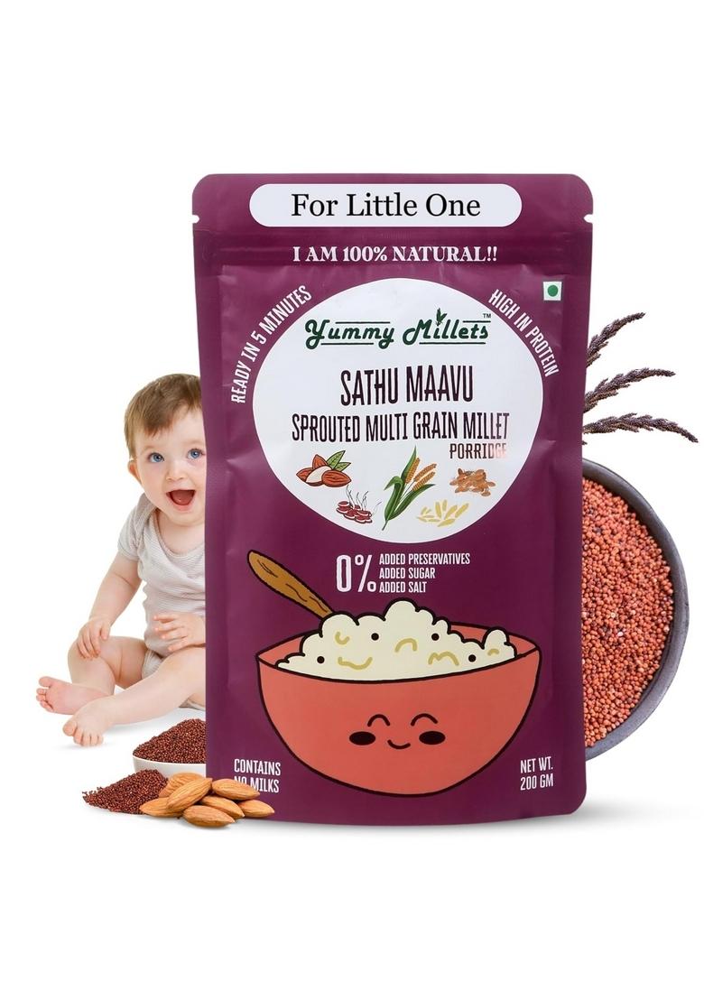Yummy Millets Sprouted Multi-Grain Millet Porridge Mix | Sathu Maavu | Wholesome Cereal Blend For Kids & Family | Natural Breakfast Option | 200G Each (Pack Of 1)