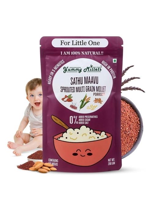 Yummy Millets Sprouted Multi-Grain Millet Porridge Mix | Sathu Maavu | Wholesome Cereal Blend For Kids & Family | Natural Breakfast Option | 200G Each (Pack Of 1)