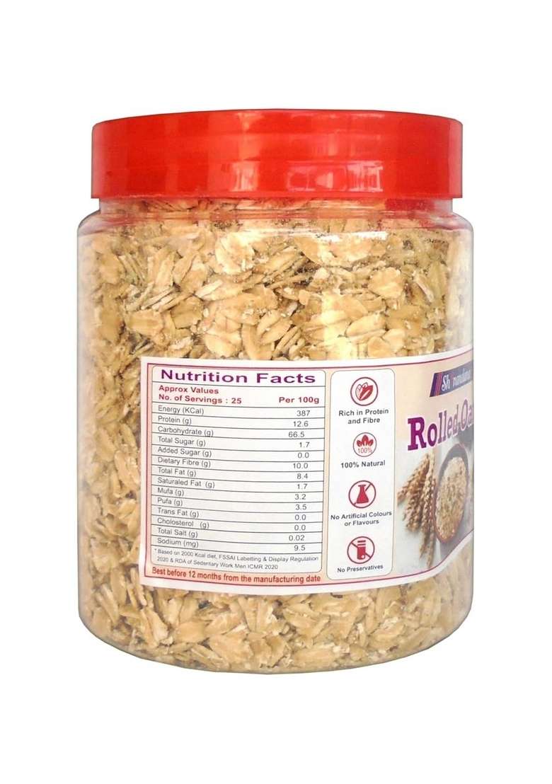 Shivandana Premium Quailty Rolled Oats 800G - Rolled Oats For Weight Management | Rich In Protein | Gluten Free Oats | High Fibre Breakfast | 100% Wholegrain Oats - Indya