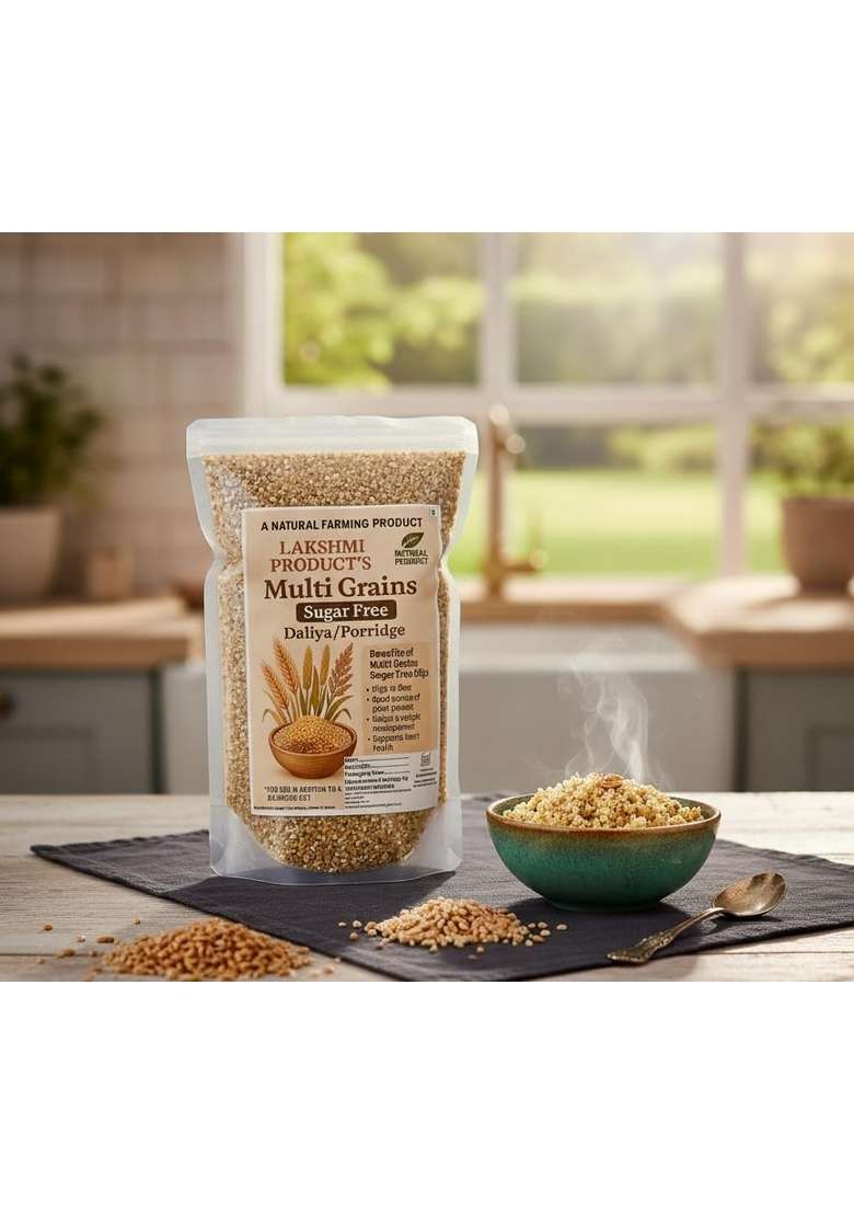 Lakshmi Multi Grain Porridge Daliy Natural Farming Product Mix Of Wheat, Bajra, Maize & Sorghum, High In Fiber, Heart Healthy Breakfast Cereal (250 Gram, Mulit_Grain_Sugarfree Porridge) - Indya