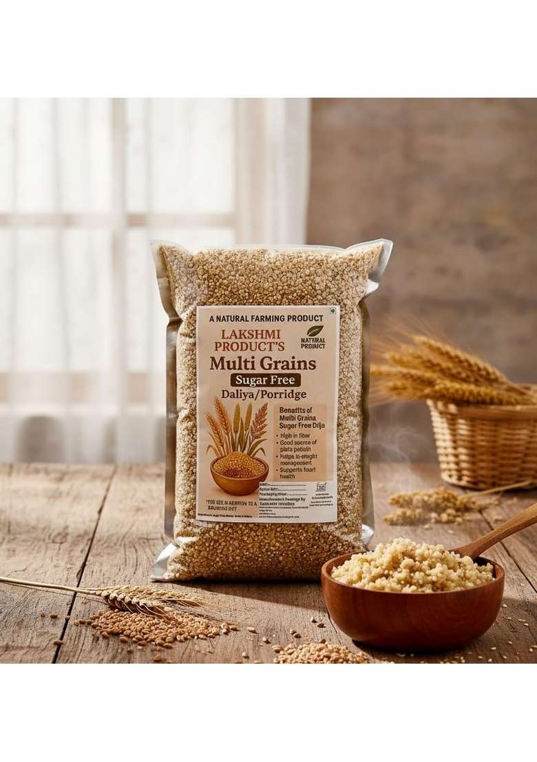 Lakshmi Multi Grain Porridge Daliy Natural Farming Product Mix Of Wheat, Bajra, Maize & Sorghum, High In Fiber, Heart Healthy Breakfast Cereal (250 Gram, Mulit_Grain_Sugarfree Porridge) - Indya