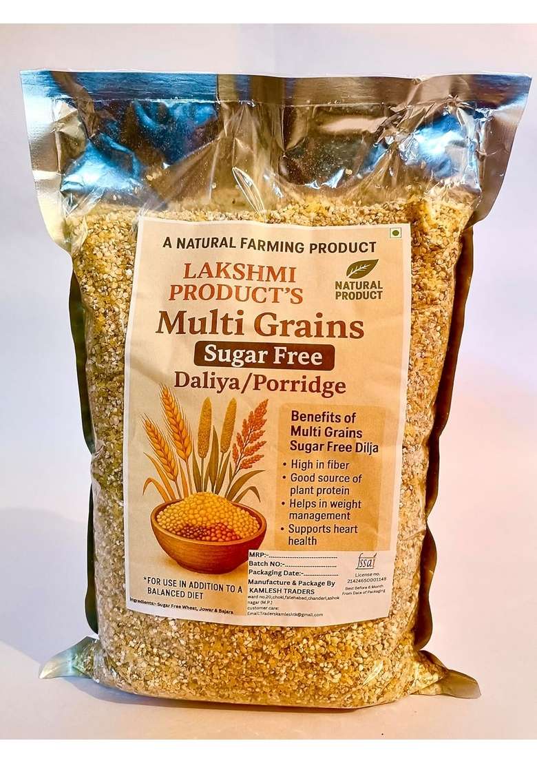 Lakshmi Multi Grain Porridge Daliy Natural Farming Product Mix Of Wheat, Bajra, Maize & Sorghum, High In Fiber, Heart Healthy Breakfast Cereal (250 Gram, Mulit_Grain_Sugarfree Porridge) - Indya
